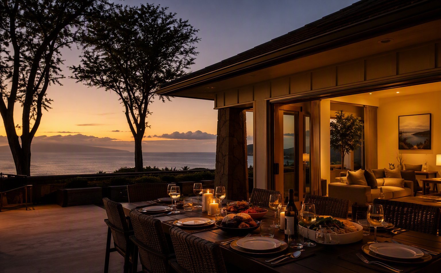 Private Kapalua estate location where our chefs cooked a full week of private dining for a visiting family