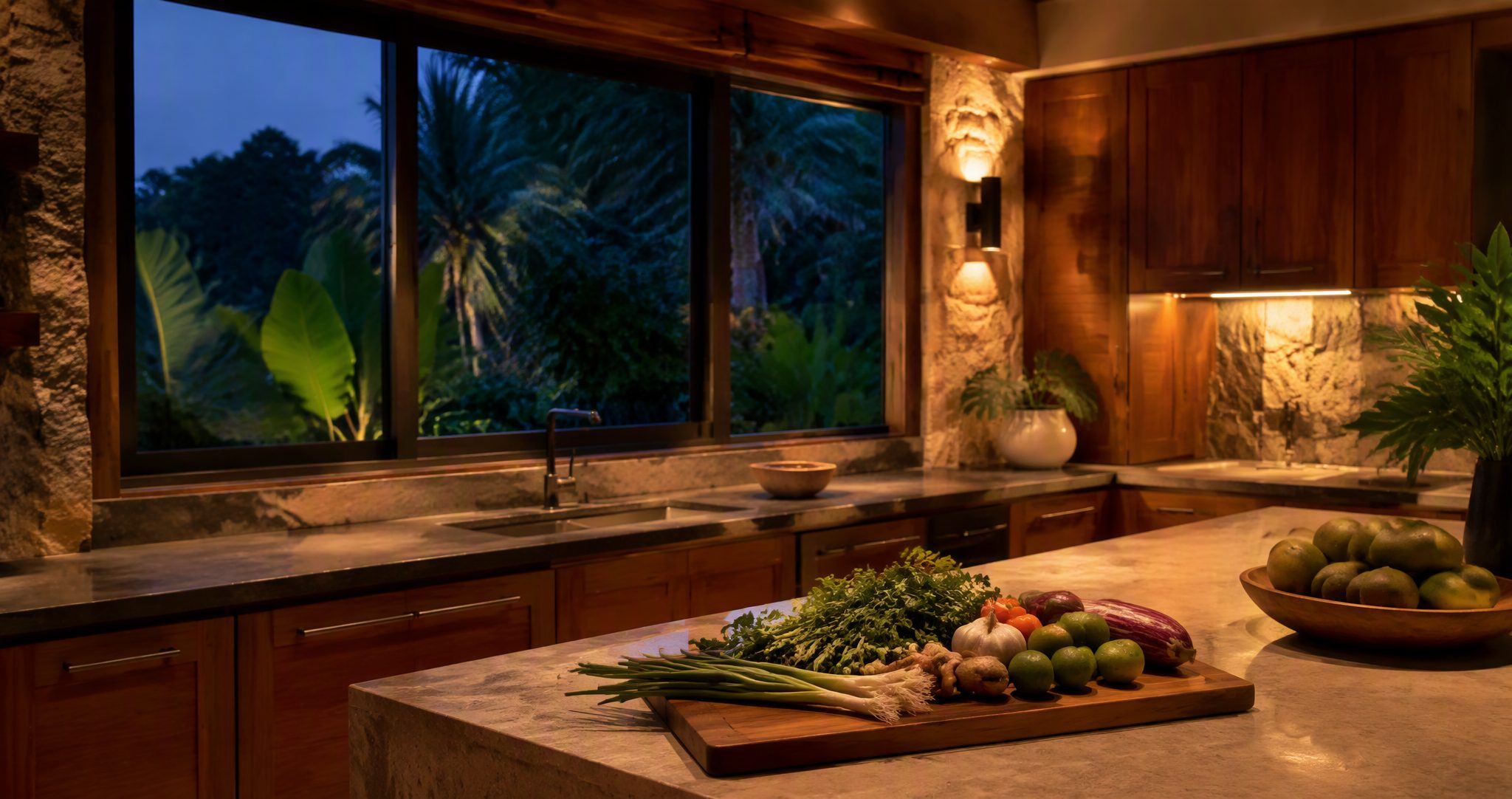 North Shore beachfront villa where our chef cooked daily family dinners throughout the week
